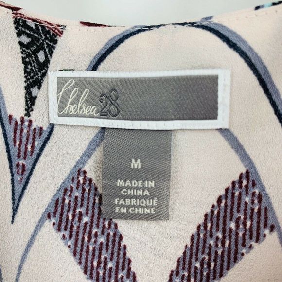 Chelsea28 Tank Top Tiered Flounce Cutout Back Cami Blouse 9986 M Geo Print - Picture 5 of 6